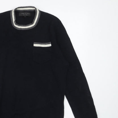 Rag & Bone Men's Black Knit Crew Neck Pullover Jumper Size L