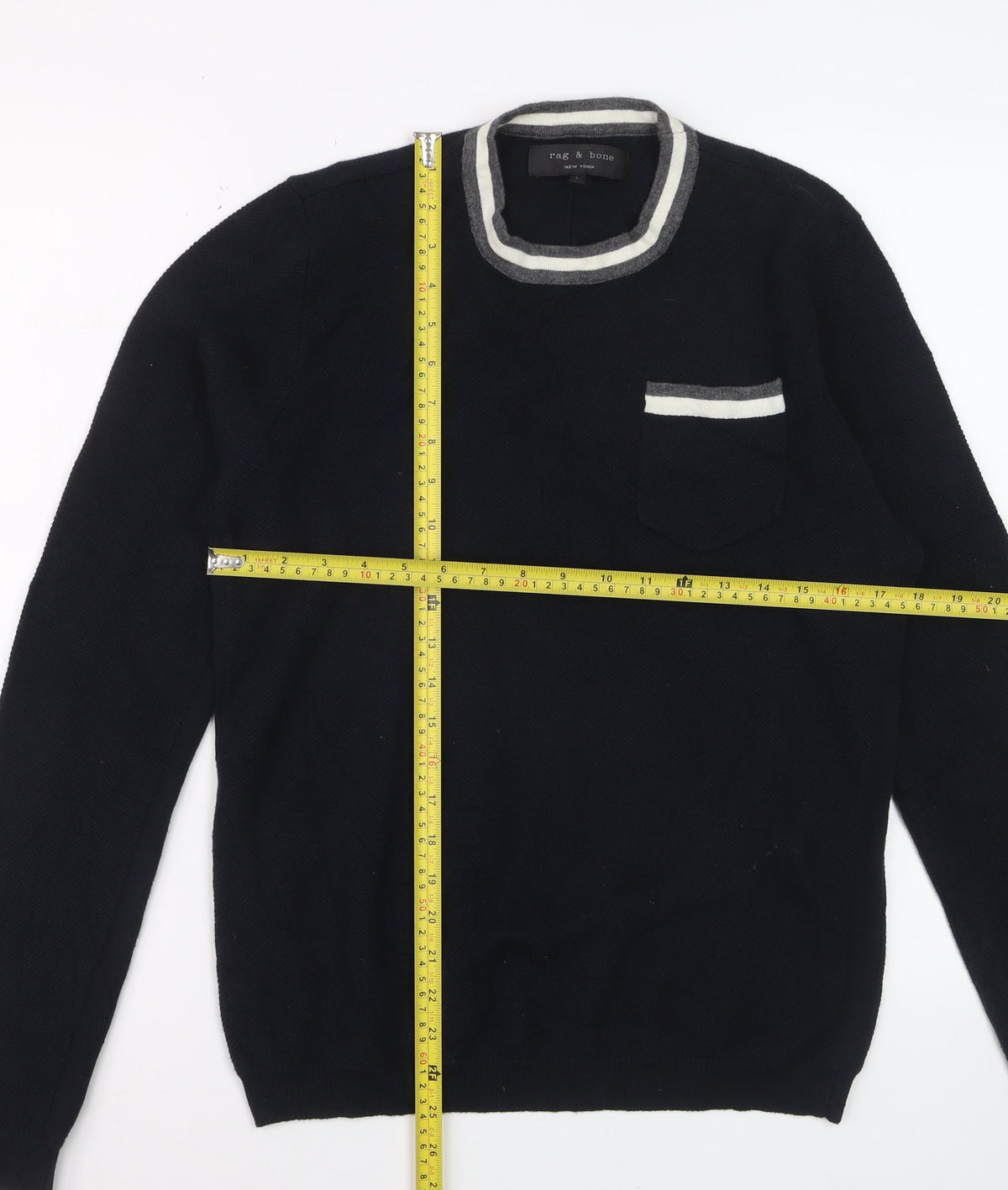 Rag & Bone Men's Black Knit Crew Neck Pullover Jumper Size L
