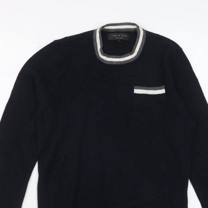 Rag & Bone Men's Black Knit Crew Neck Pullover Jumper Size L