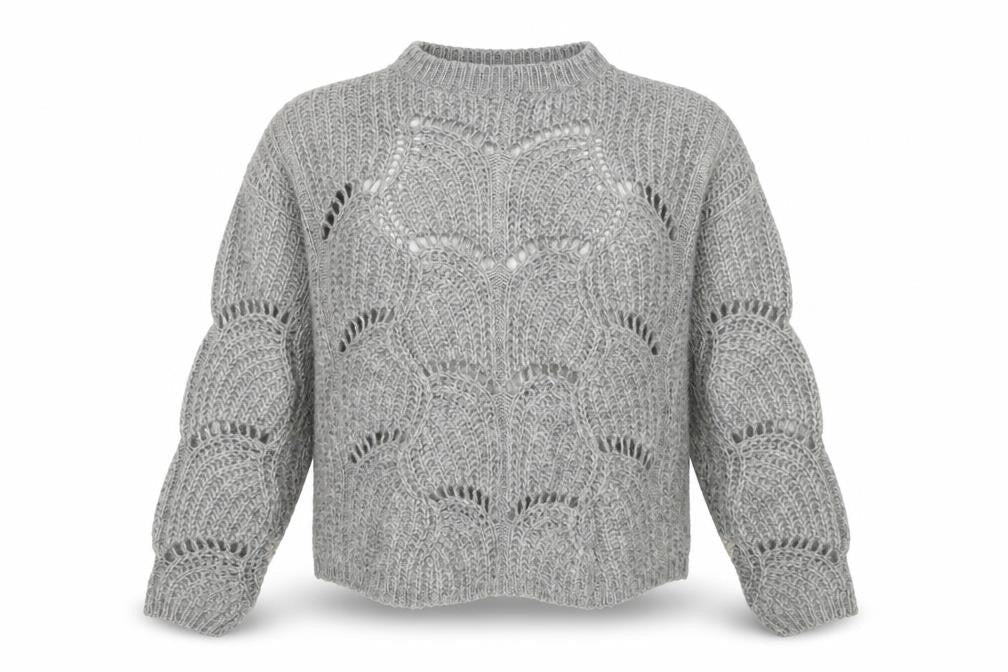Nine by Savannah Miller Womens Grey Size 14 Open-Knit Wool Jumper