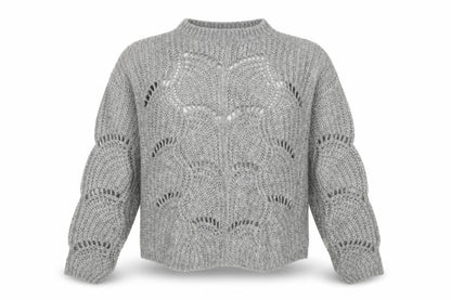 Nine by Savannah Miller Womens Grey Size 14 Open-Knit Wool Jumper