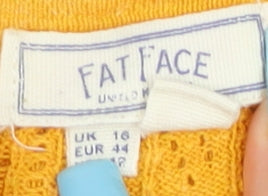 Fat Face Women’s Yellow Cotton V-Neck Cardigan Size 16