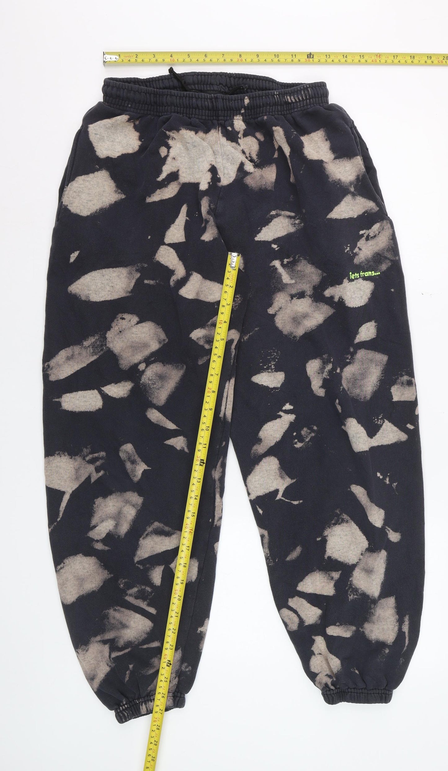 iets frans Women’s Black Bleach Print Jogger Trousers Size M