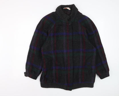 Braefair Women's Multicoloured Wool Check Mid-Length Jacket Size 12