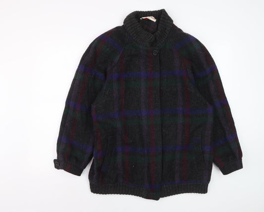 Braefair Women's Multicoloured Wool Check Mid-Length Jacket Size 12