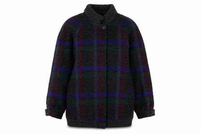 Braefair Women's Multicoloured Wool Check Mid-Length Jacket Size 12
