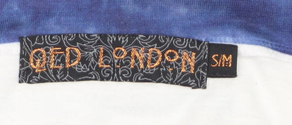 QED London Women Blue Striped Sleeveless Basic T-Shirt S