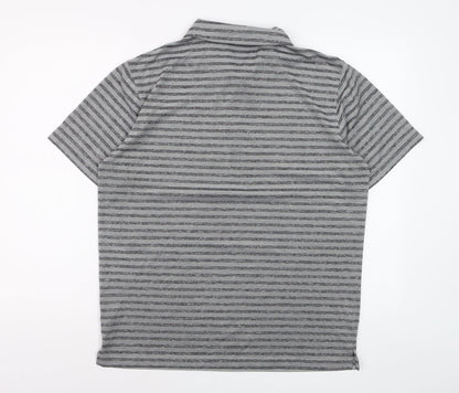 Puma Men’s Grey Striped Golf Polo Shirt Size L Quick Dry Performance