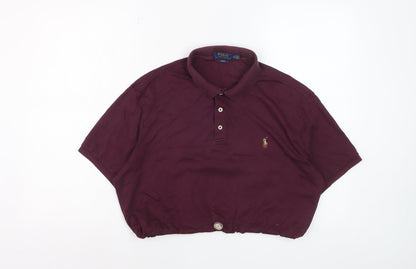 Ralph Lauren Women's Purple 2XL Slim Fit Cropped Polo Shirt