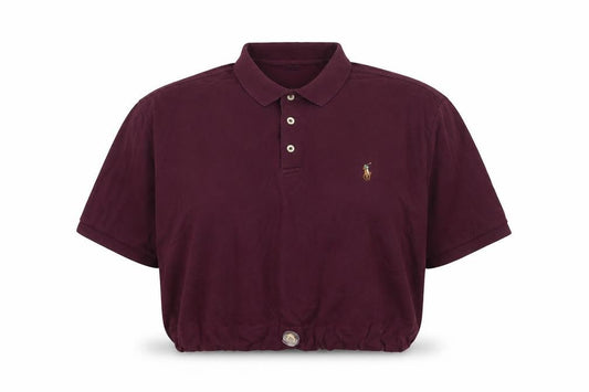 Ralph Lauren Women's Purple 2XL Slim Fit Cropped Polo Shirt