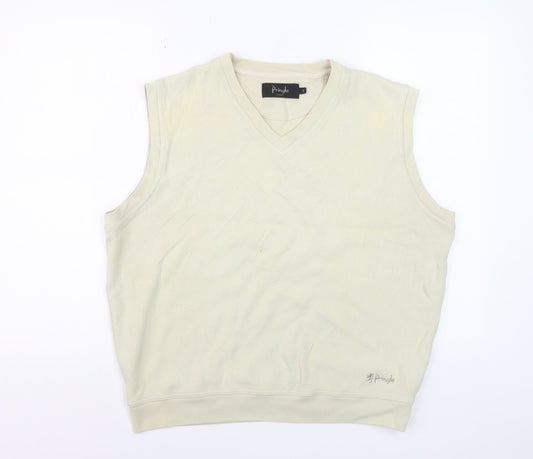 Pringle Men’s Beige V-Neck Sleeveless Cotton Vest Sweatshirt Size M