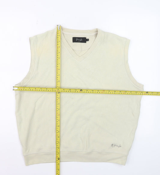 Pringle Men’s Beige V-Neck Sleeveless Cotton Vest Sweatshirt Size M
