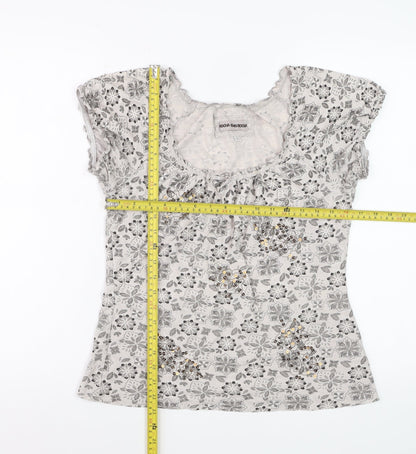 Rocha John Rocha Womens Beige Floral Cotton Tunic Blouse Size 12 Petite