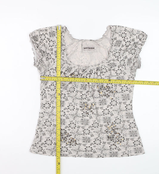 Rocha John Rocha Womens Beige Floral Cotton Tunic Blouse Size 12 Petite