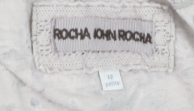 Rocha John Rocha Womens Beige Floral Cotton Tunic Blouse Size 12 Petite