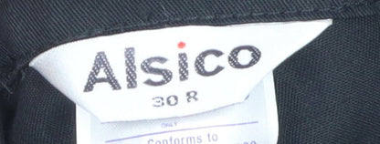Alsico Men’s Black Cargo Work Trousers 30R Polyester Cotton Blend