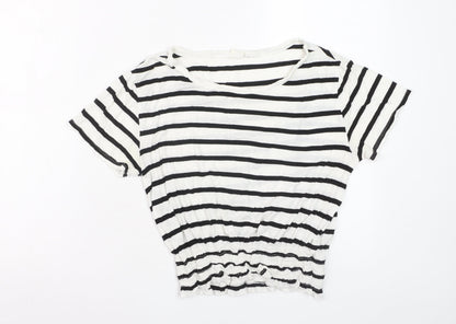 GAP Women’s White Black Striped Cropped T-Shirt XS