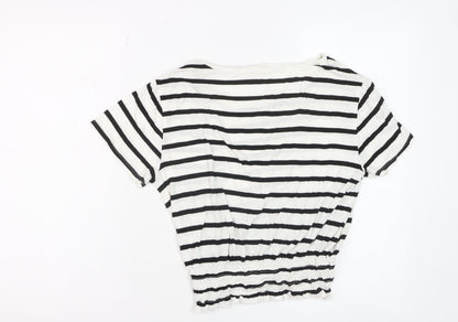 GAP Women’s White Black Striped Cropped T-Shirt XS