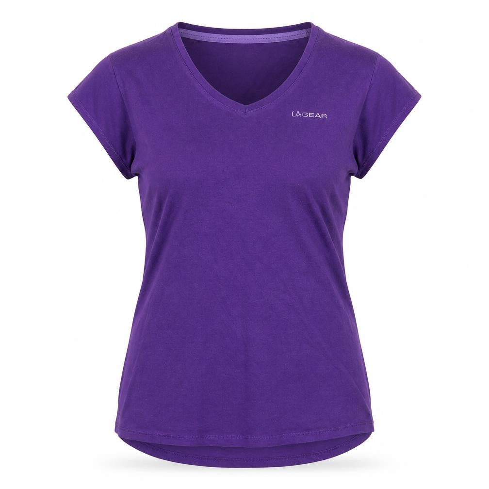 LA Gear Women's Purple V-Neck Short Sleeve Cotton T-Shirt UK 14