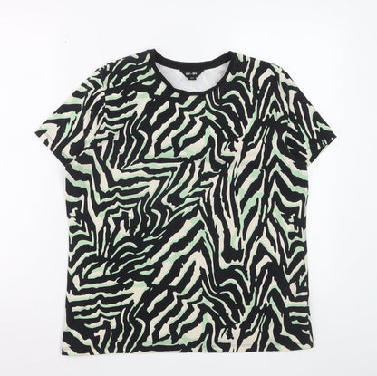 Saint + Sofia Womens Multicoloured Animal Print Short Sleeve Cotton T-Shirt Size 8
