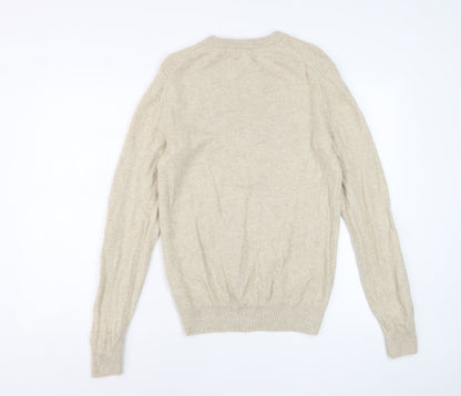 Marks and Spencer Women's Beige Lambswool Crew Neck Jumper Size S