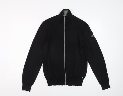 Hugo Boss Mens Black Wool Full Zip High Neck Jumper Size S