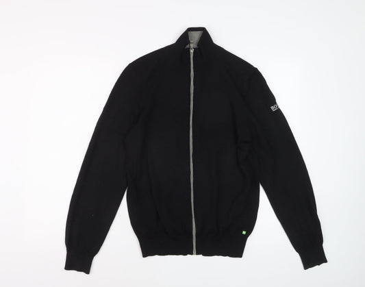 Hugo Boss Mens Black Wool Full Zip High Neck Jumper Size S