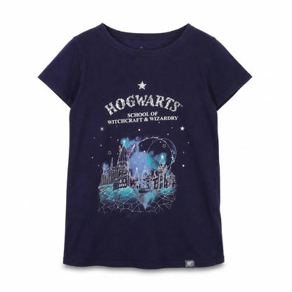 Harry Potter Womens Blue Hogwarts T-Shirt Small Short Sleeve