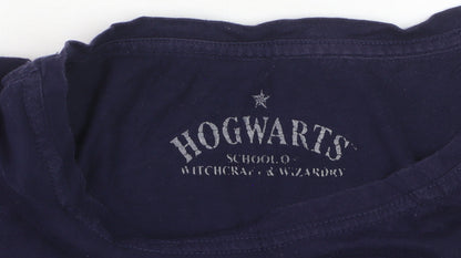 Harry Potter Womens Blue Hogwarts T-Shirt Small Short Sleeve