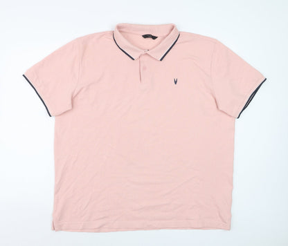 Very Man Men’s Pink 2XL Cotton Polo Shirt with Black Trim