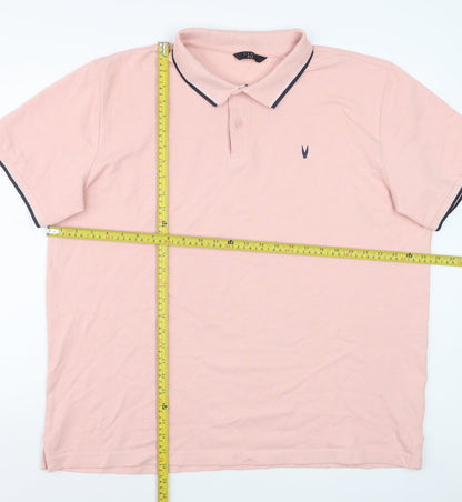 Very Man Men’s Pink 2XL Cotton Polo Shirt with Black Trim