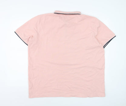 Very Man Men’s Pink 2XL Cotton Polo Shirt with Black Trim