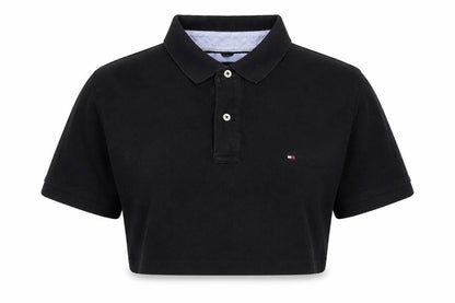 Tommy Hilfiger Women's Black Cropped Polo Shirt Size L