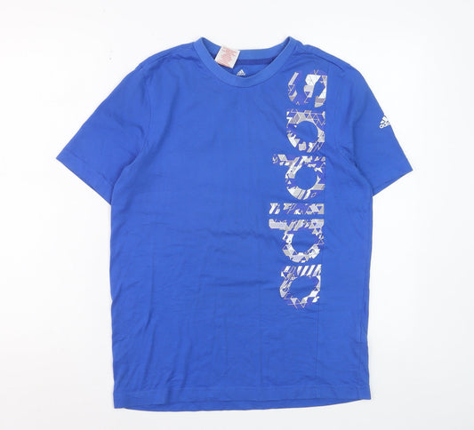 Adidas Boys Blue 13-14 Years Climalite Logo T-Shirt