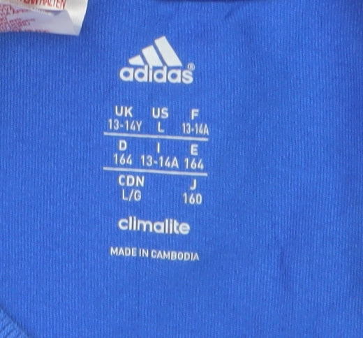 Adidas Boys Blue 13-14 Years Climalite Logo T-Shirt