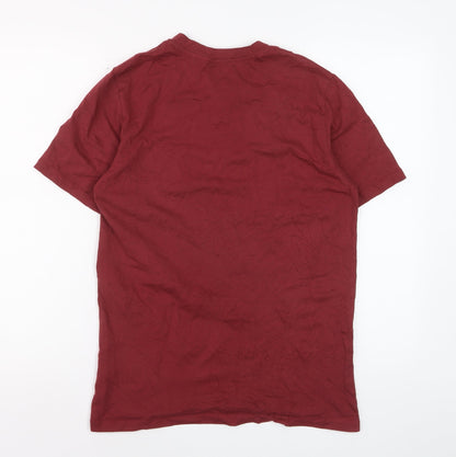 Easy Men's Burgundy Short Sleeve Henley T-Shirt Size S 100% Cotton