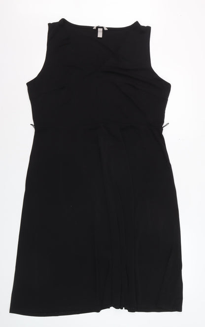 H&M Women’s Black Sleeveless Sheath Dress XL V-Neck Stretch Workwear