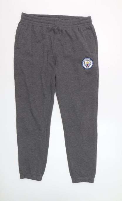 Manchester City Men Grey XL Jogger Trousers Fleece Lined