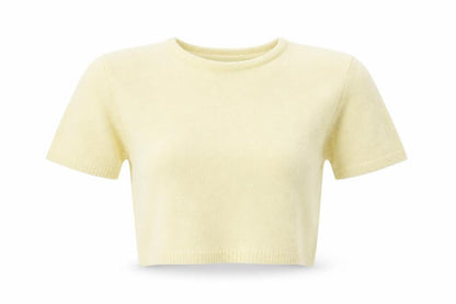 Charlotte Halton Women’s Ivory Angora Blend Cropped Knit Top M/L