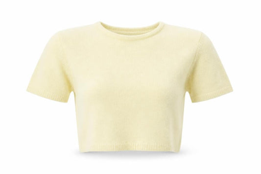 Charlotte Halton Women’s Ivory Angora Blend Cropped Knit Top M/L