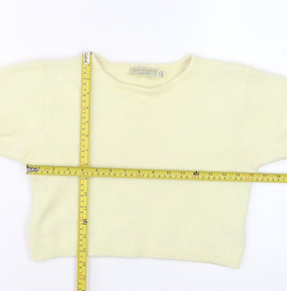 Charlotte Halton Women’s Ivory Angora Blend Cropped Knit Top M/L