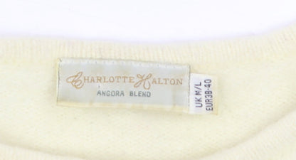 Charlotte Halton Women’s Ivory Angora Blend Cropped Knit Top M/L