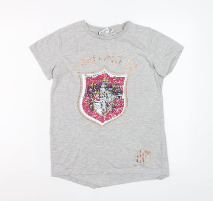 Harry Potter Girls Grey Sequin Crest Short Sleeve T-Shirt 12-13 Years