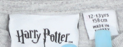 Harry Potter Girls Grey Sequin Crest Short Sleeve T-Shirt 12-13 Years