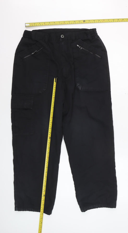 Chums Men's Black Cargo Trousers Size 32 Regular Fit