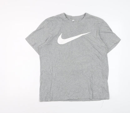 Nike Men's Grey Cotton Crew Neck Short Sleeve Sports T-Shirt M