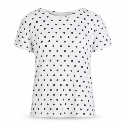Pull&Bear Womens White Polka Dot Cotton Basic T-Shirt Size 12