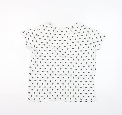 Pull&Bear Womens White Polka Dot Cotton Basic T-Shirt Size 12