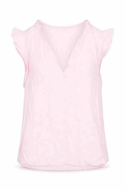 Monsoon Women Pink Sleeveless V-Neck Ruffle Camisole Blouse S
