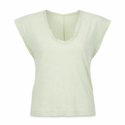 Reiss Womens Green XS Basic Cotton Lyocell Scoop Neck T-Shirt